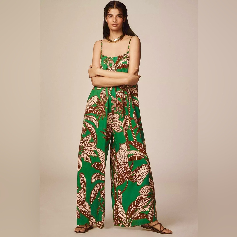 FARM Rio x Anthropologie Waistless Amazonia Printed Jumpsuit Size Small NWT - Picture 3 of 13